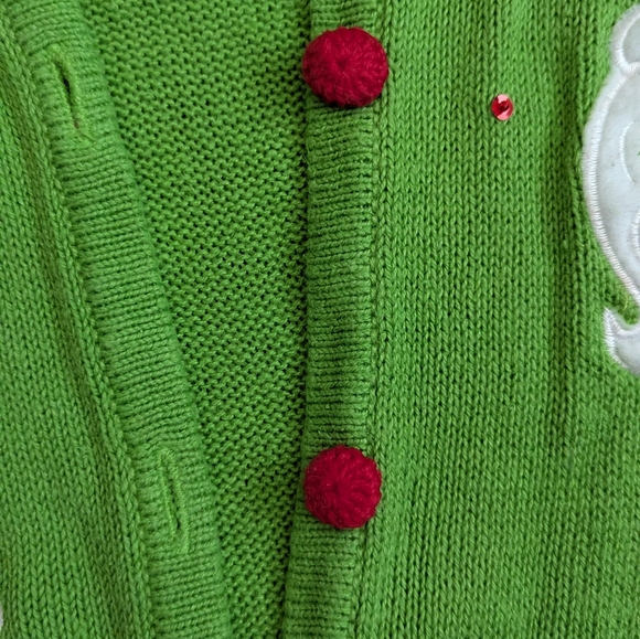 Tiara International Green Christmas Sweater with Santa Design - Picture 3 of 5